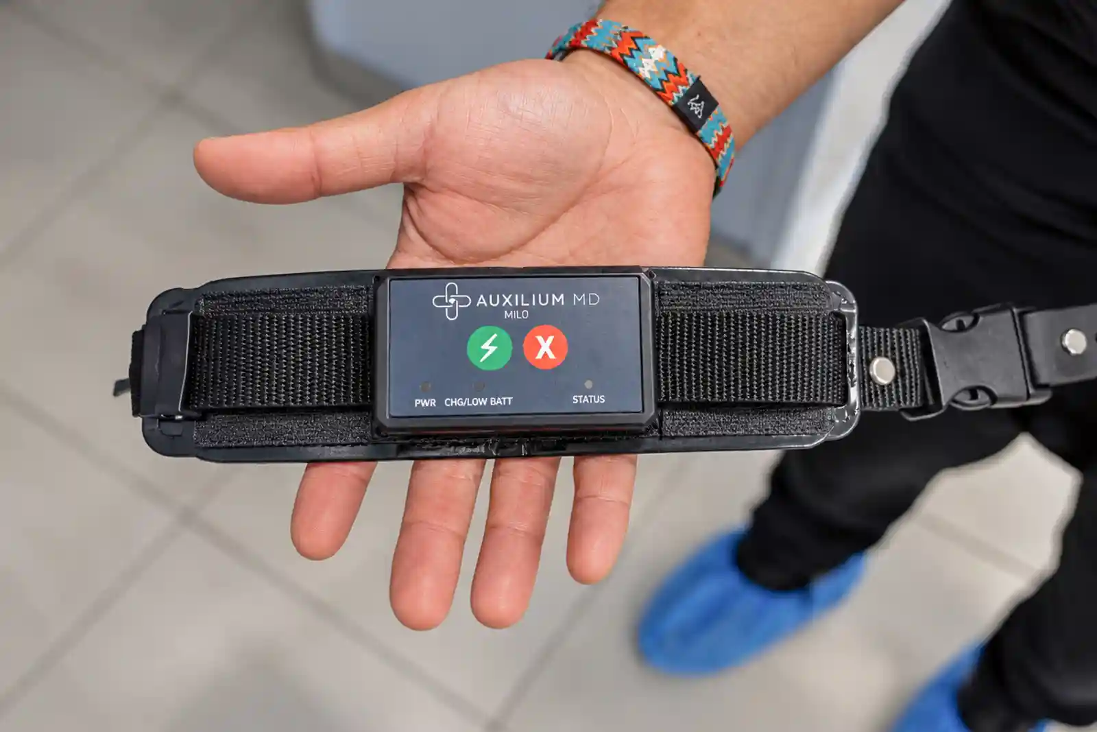 The Milo VNS smart collar, which delivers stimulation to help reduce seizures in patients whose dog seizure medication isn't enough.